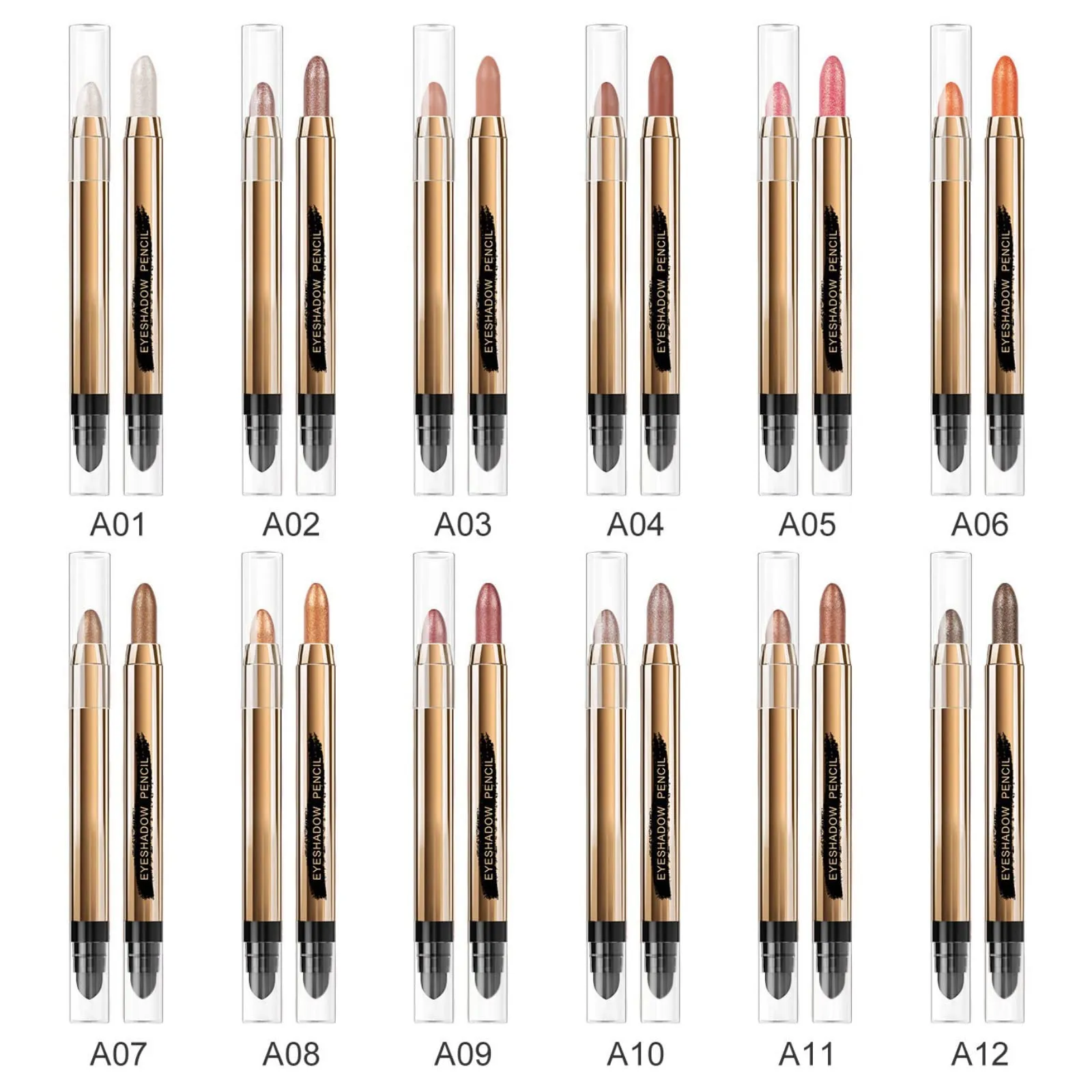 Ehinew Eyeshadow Stick - Neutral and Brown Metallic Eye Shadow Stick Makeup - Champagne Matte & Glitter Eyeshadow - Creamy & Waterproof Eyeshadow Brightener Pencil (10# Metallic)