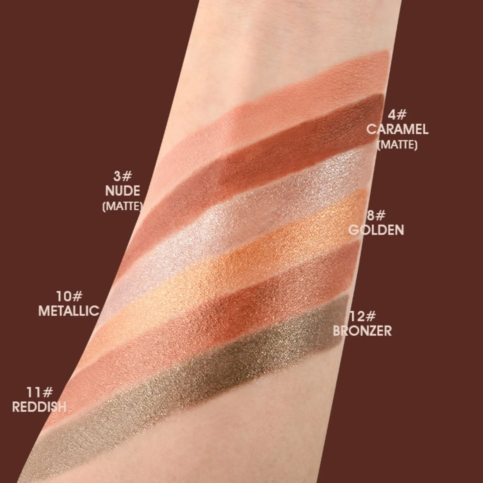 Ehinew Eyeshadow Stick - Neutral and Brown Metallic Eye Shadow Stick Makeup - Champagne Matte & Glitter Eyeshadow - Creamy & Waterproof Eyeshadow Brightener Pencil (10# Metallic)