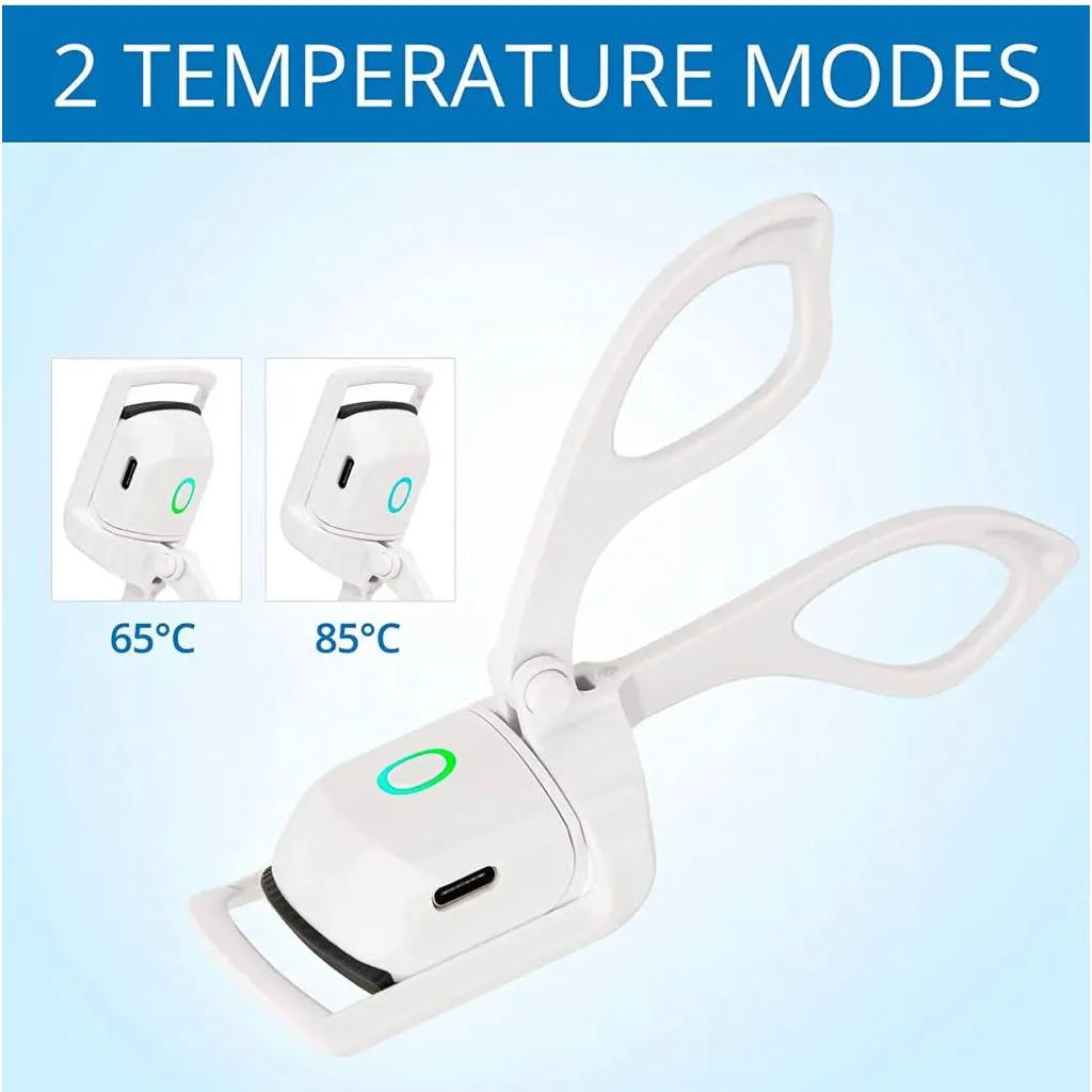 Electric Heated Eyelash Curler, USB Rechargeable Mini Portable Makeup Tool with 2 Temperature Modes for Fast Heating and | Shopee Singapore