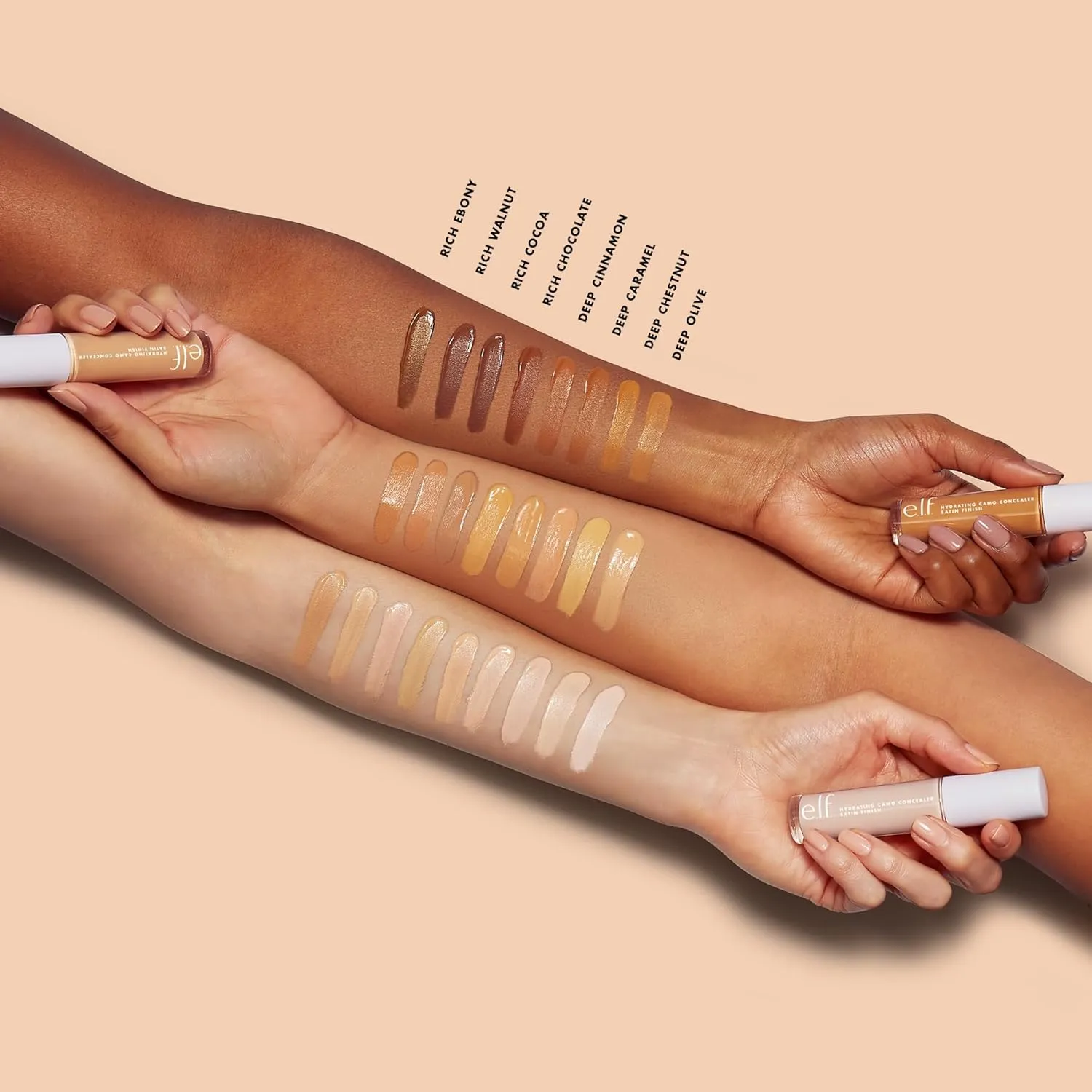 e.l.f. Hydrating Camo Concealer, Covers Blemishes & Under-Eye Circles, Full-Coverage & Delivers A Satin Finish, Vegan & Cruelty-Free, Deep Cinnamon
