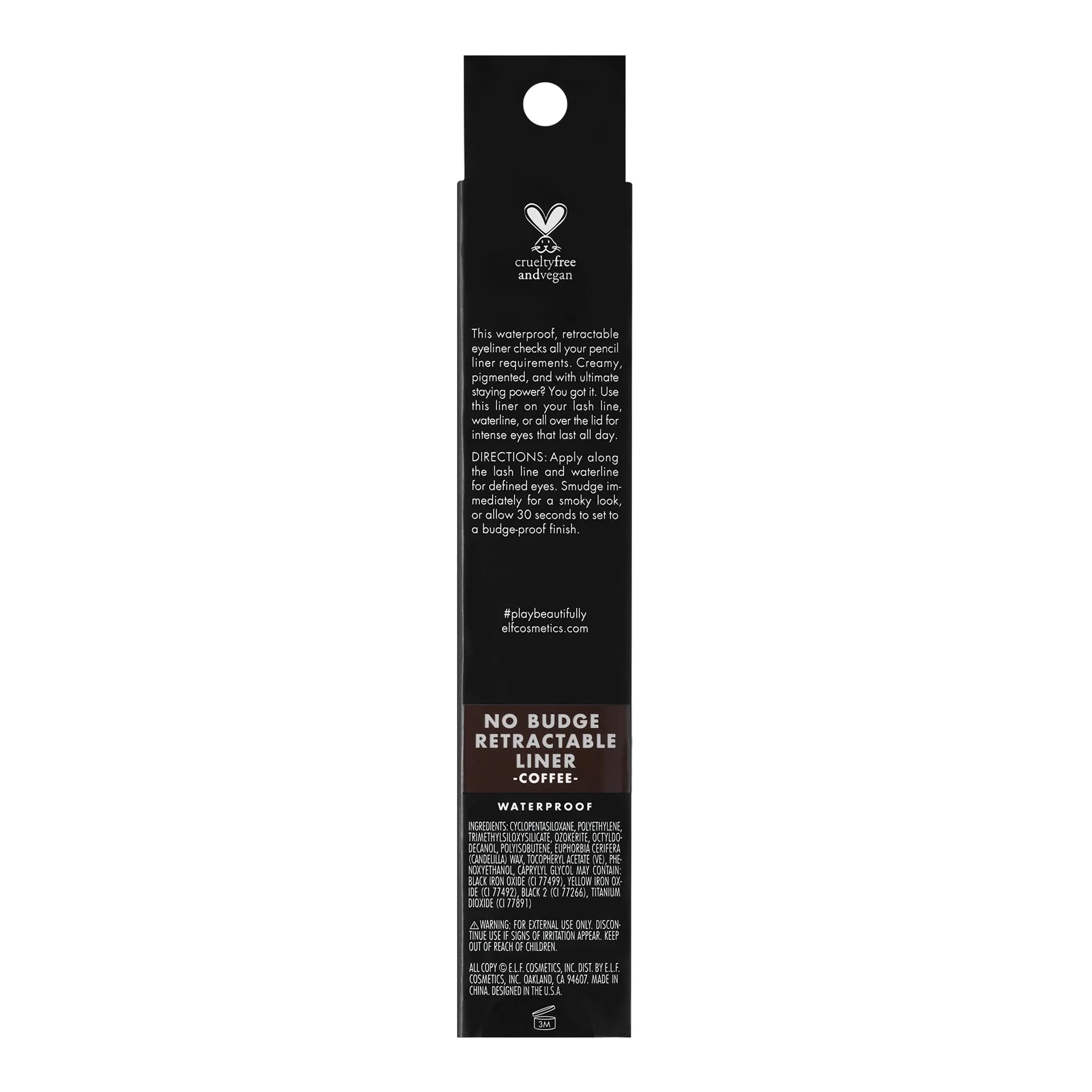 e.l.f. No Budge Retractable Eyeliner, Creamy & Ultra-Pigmented, Waterproof, Creates Bold & Defined Lines, Coffee/Cafe, 0.008 Oz (0.23g)
