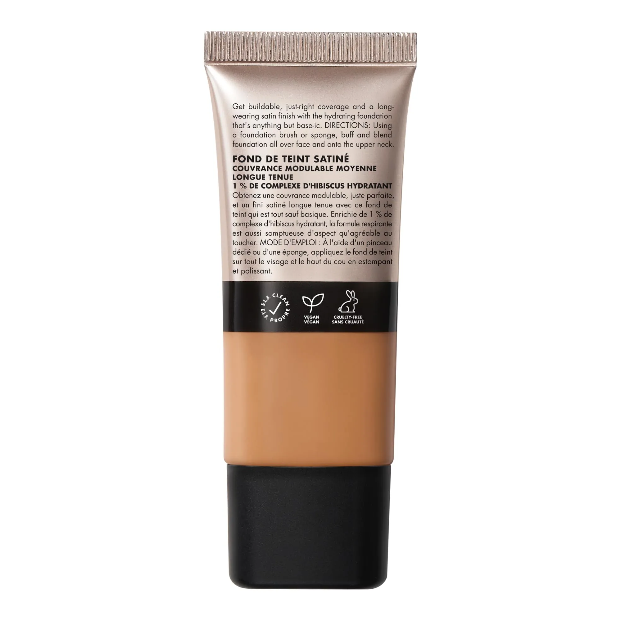 e.l.f. Soft Glam Foundation, Medium Coverage, Long-Lasting & Buildable Foundation For A Smooth, Satin Finish, Vegan & Cruelty-Free, 43 Tan Cool