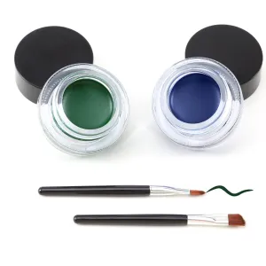 Erinde Halloween Makeup Green Blue Gel Eyeliner Set, Waterproof Eye Liner Gel Pot, High Pigmented, Long Lasting Smudge-Proof Cream Gel Eyeliner, Included 2 PCS Eye Makeup Brushes Makeup Gift Kit