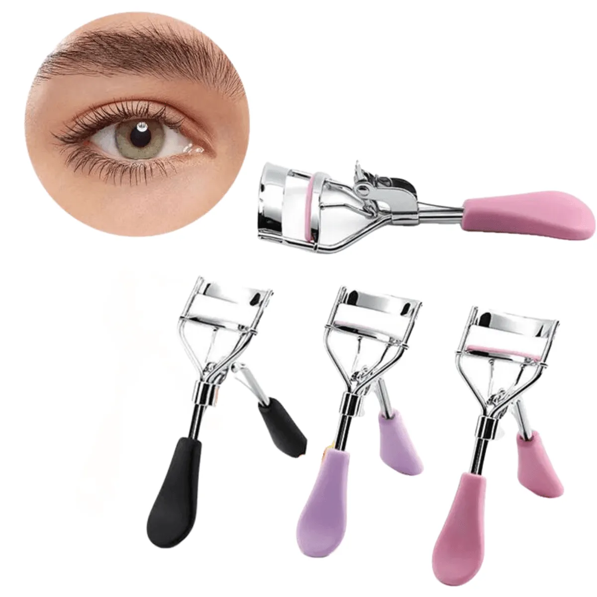 Eyelash Curler, Ergonomic Design, Perfect Curls, Available in Black, Silver, Pink, Purple, Compact & Portable, Ideal for On-the-Go Beauty