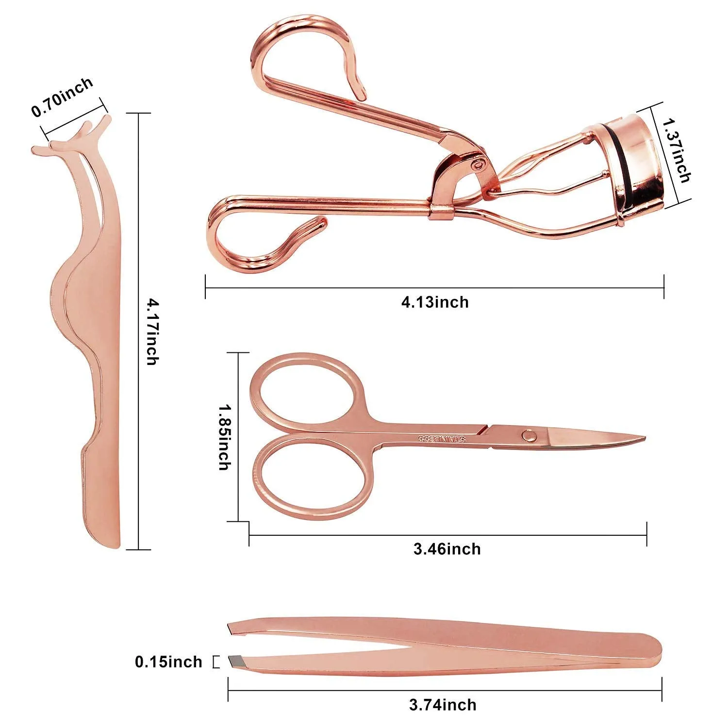 Eyelash Curler, Eyelash Tweezers, Stainless Steel Eyelash Curler, Eyelash Curler Set with 5 Silicone Refill Pads, Eyelash Extension Tweezers, Remover Clip Tweezers Nipper for Various Eye Shape