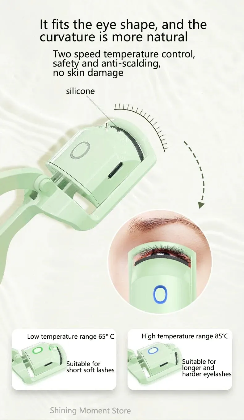 Eyelash Curler Portable Electric Heating Anti-scald Suitable for All Lash Shape Eyelash Lifting Tool Lasting Styling Makeup Tool