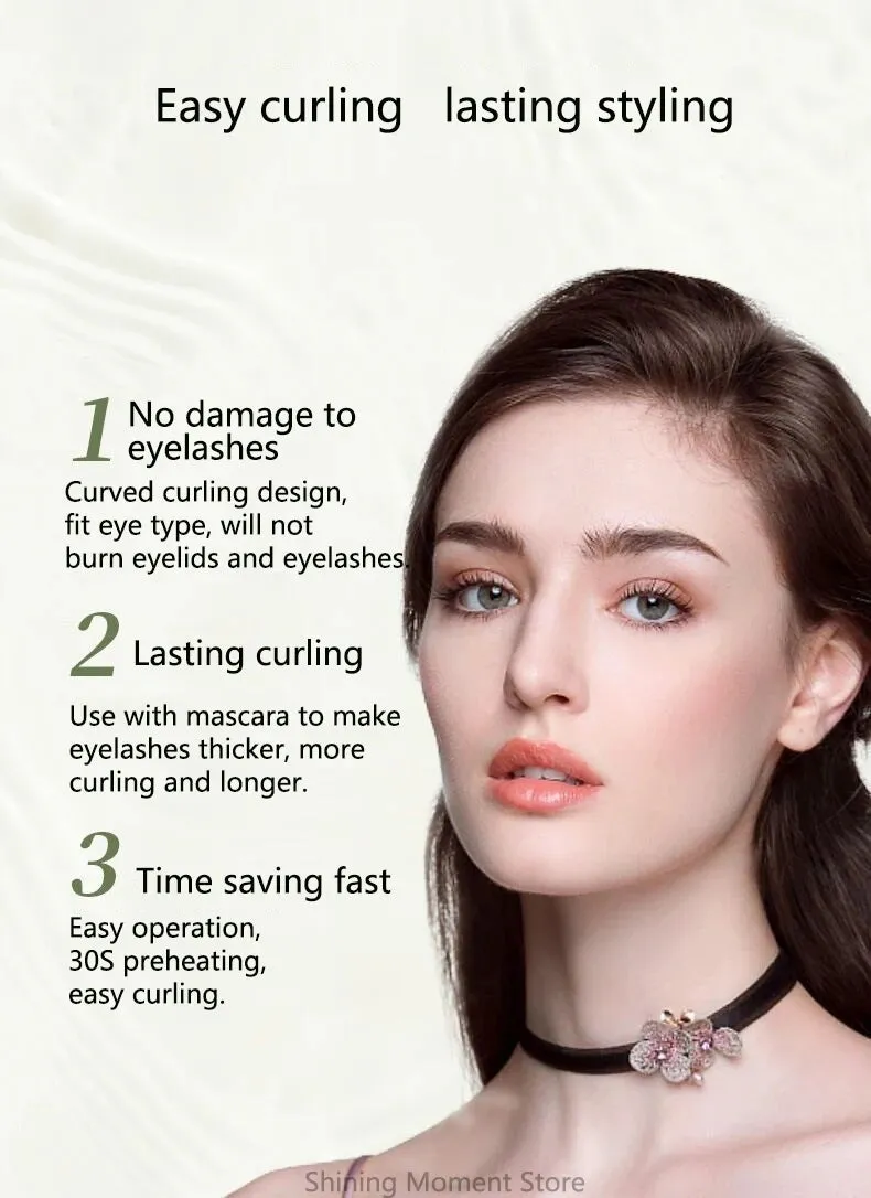 Eyelash Curler Portable Electric Heating Anti-scald Suitable for All Lash Shape Eyelash Lifting Tool Lasting Styling Makeup Tool