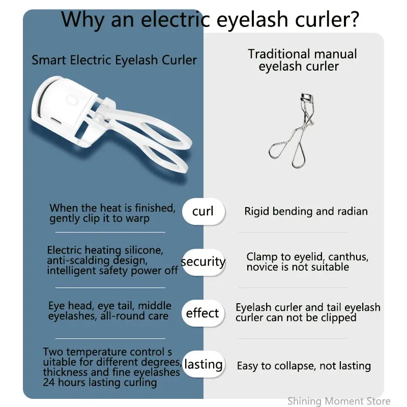 Eyelash Curler Portable Electric Heating Anti-scald Suitable for All Lash Shape Eyelash Lifting Tool Lasting Styling Makeup Tool