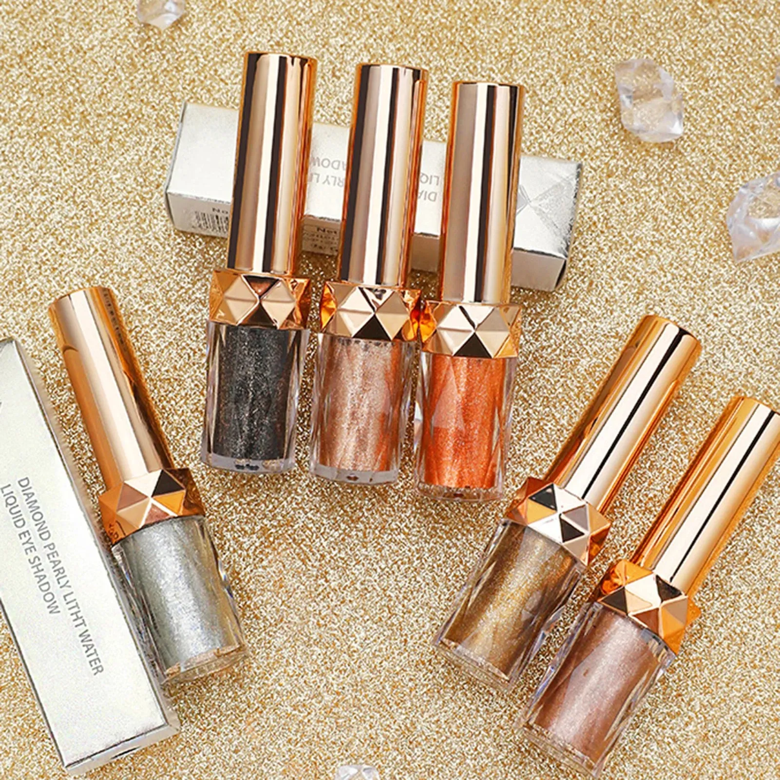 Eyeshadow Liquid Monochromatic Pearlescent Glitter Waterproof Long-lasting Eye Makeup Quick Drying Makeup Flash Eye Shadow Pack of 6 (1 pc each color)