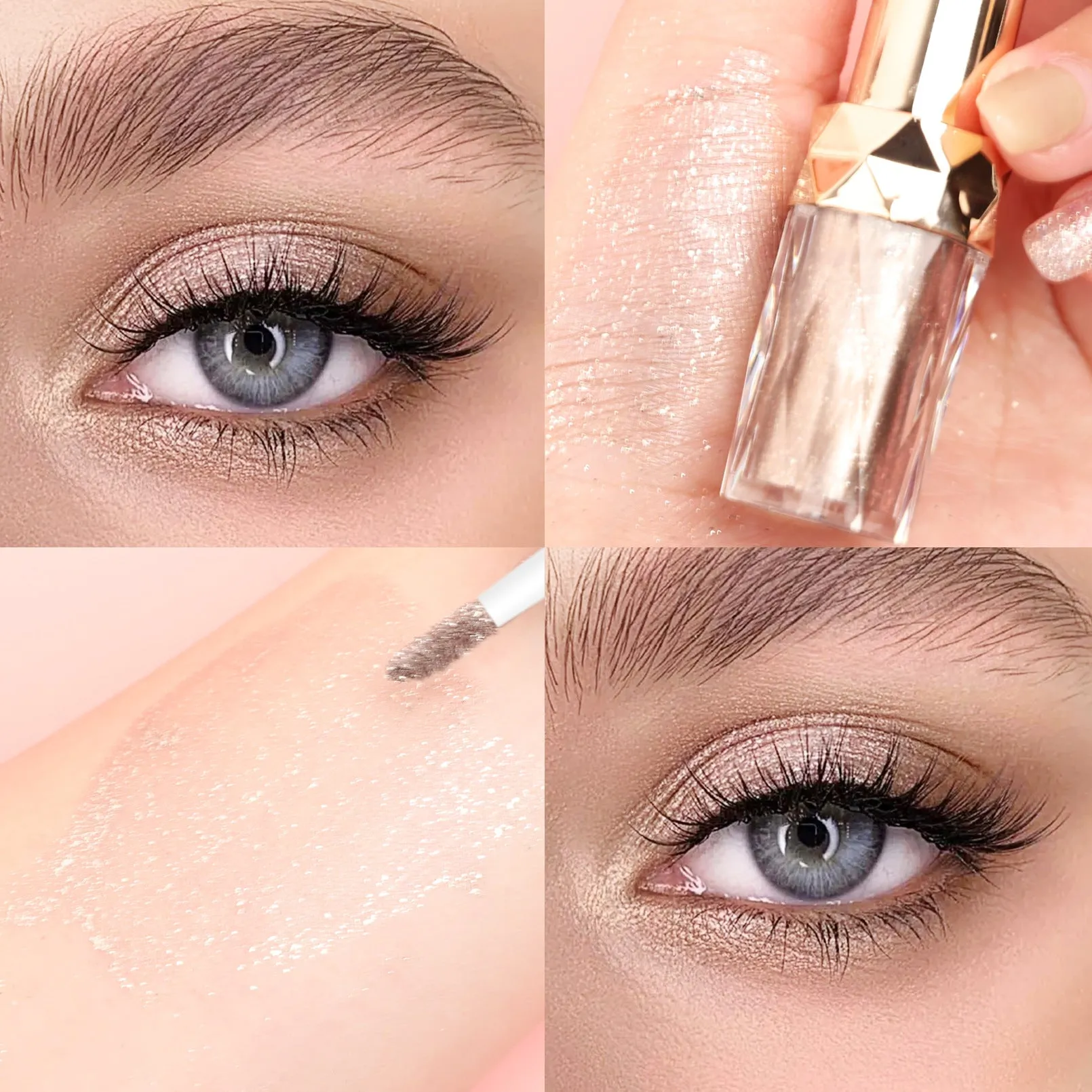 Eyeshadow Liquid Monochromatic Pearlescent Glitter Waterproof Long-lasting Eye Makeup Quick Drying Makeup Flash Eye Shadow Pack of 6 (1 pc each color)