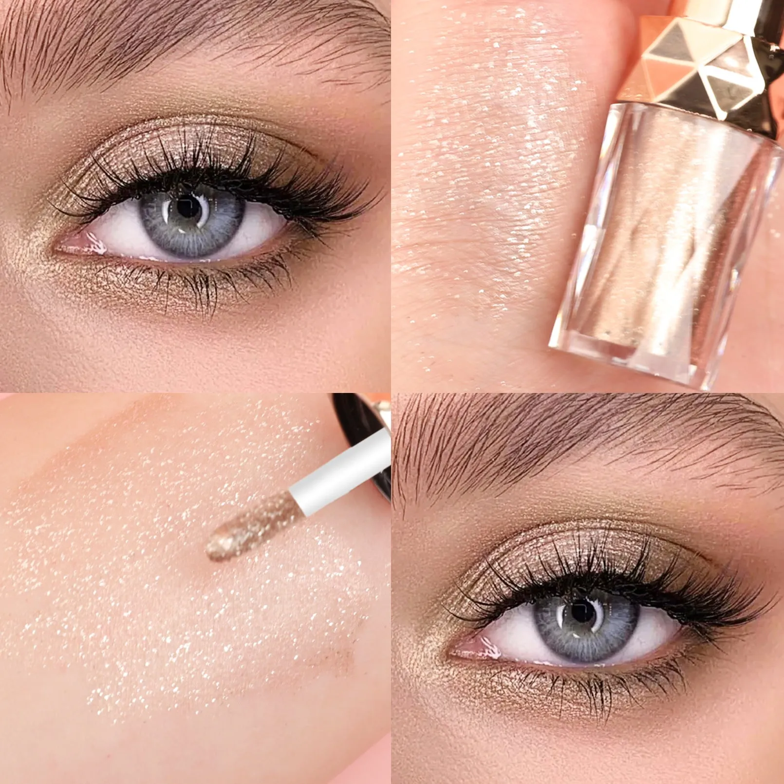 Eyeshadow Liquid Monochromatic Pearlescent Glitter Waterproof Long-lasting Eye Makeup Quick Drying Makeup Flash Eye Shadow Pack of 6 (1 pc each color)