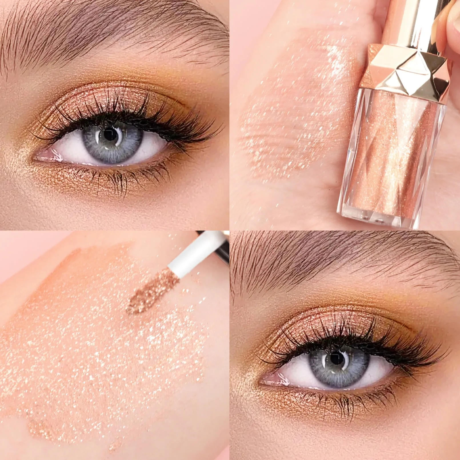 Eyeshadow Liquid Monochromatic Pearlescent Glitter Waterproof Long-lasting Eye Makeup Quick Drying Makeup Flash Eye Shadow Pack of 6 (1 pc each color)