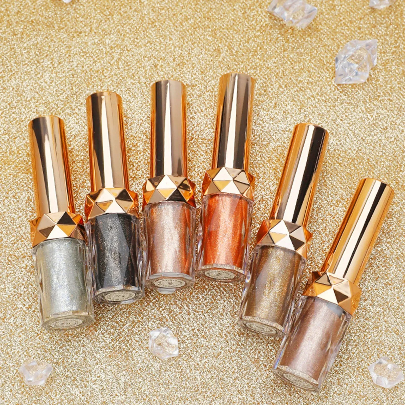 Eyeshadow Liquid Monochromatic Pearlescent Glitter Waterproof Long-lasting Eye Makeup Quick Drying Makeup Flash Eye Shadow Pack of 6 (1 pc each color)