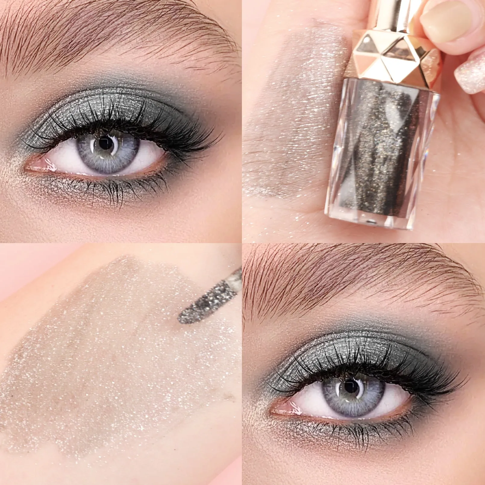 Eyeshadow Liquid Monochromatic Pearlescent Glitter Waterproof Long-lasting Eye Makeup Quick Drying Makeup Flash Eye Shadow Pack of 6 (1 pc each color)