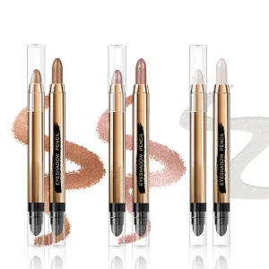 Eyeshadow Stick - Neutral and Brown Metallic Eye Shadow Stick Makeup - Champagne Matte & Glitter Eyeshadow - Creamy & Waterproof Eyeshadow Brightener Pencil (1# Pearl   2# Champagne   7# Copper)