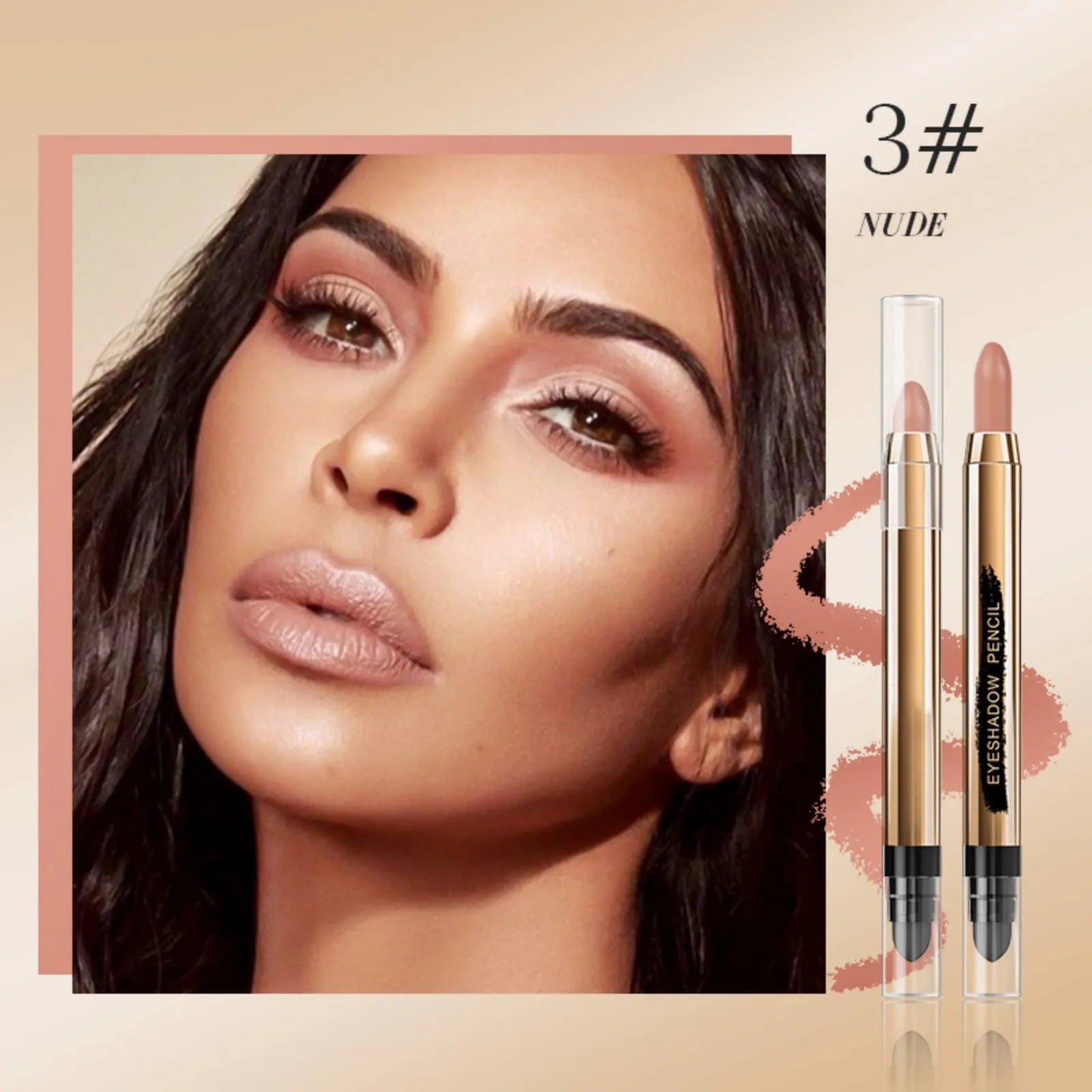 Eyeshadow Stick - Neutral and Brown Metallic Eye Shadow Stick Makeup - Champagne Matte & Glitter Eyeshadow - Creamy & Waterproof Eyeshadow Brightener Pencil (2# Champagne   3# Nude   7# Copper)