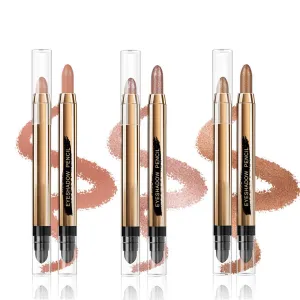 Eyeshadow Stick - Neutral and Brown Metallic Eye Shadow Stick Makeup - Champagne Matte & Glitter Eyeshadow - Creamy & Waterproof Eyeshadow Brightener Pencil (2# Champagne   3# Nude   7# Copper)