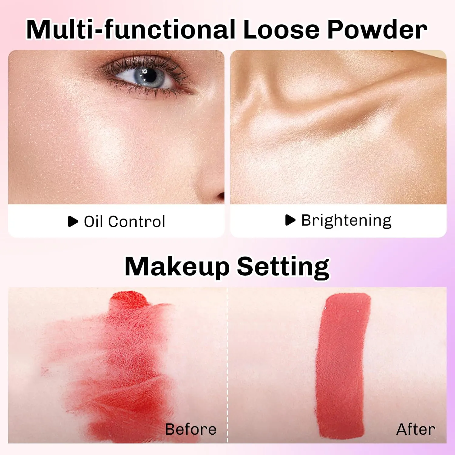 Face Powder Makeup, Shimmering Setting Powder, Oil Control Loose Powder, Matte Highlighter Makeup, Long Lasting Waterproof Concealer Setting Powder for All Skin Tones