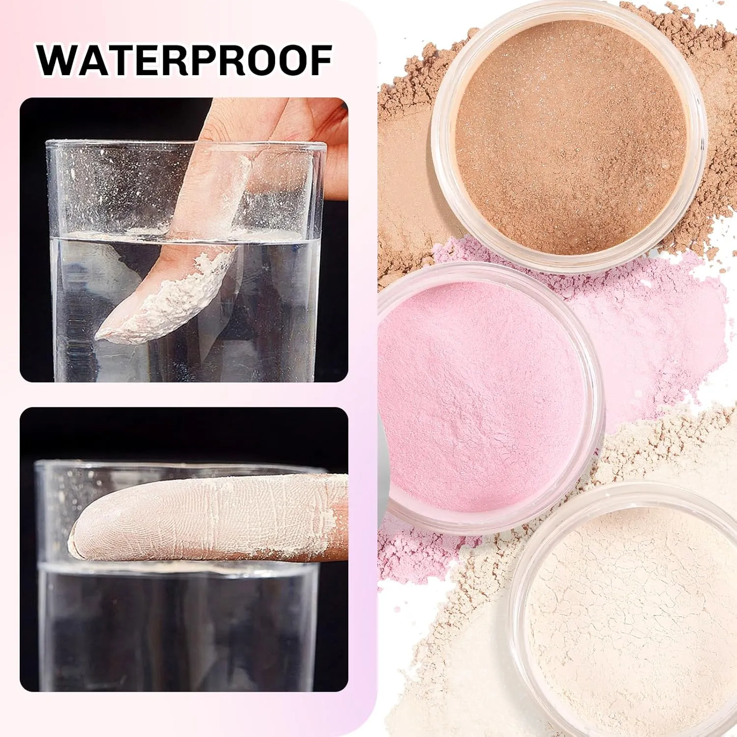 Face Powder Makeup, Shimmering Setting Powder, Oil Control Loose Powder, Matte Highlighter Makeup, Long Lasting Waterproof Concealer Setting Powder for All Skin Tones