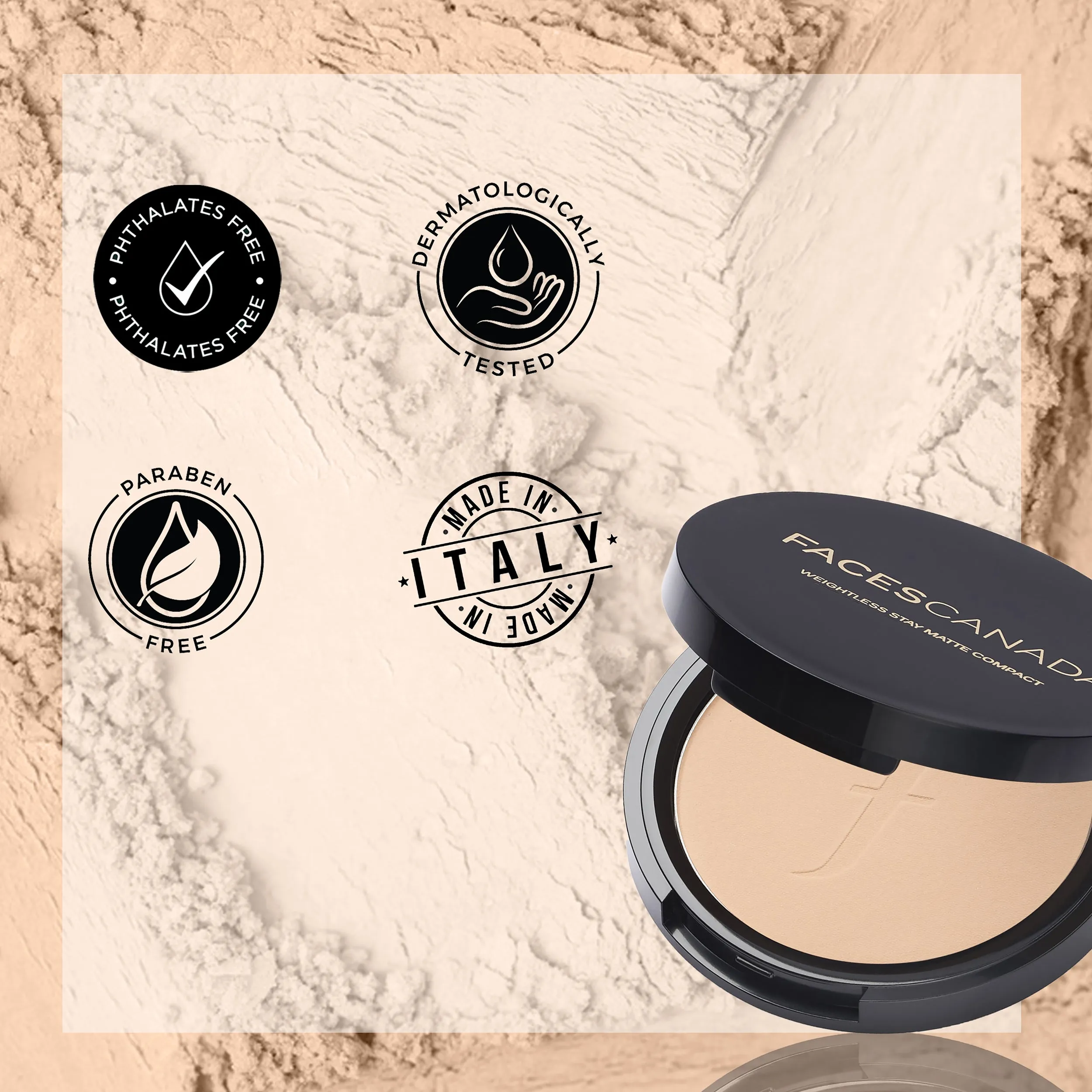 FACES CANADA Weightless Stay Matte Finish Compact Powder - Sand, 9g | Oil Control | Evens Out Complexion | Blends Effortlessly | Pressed Powder For All Skin Types