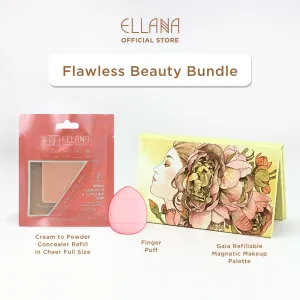 Flawless Beauty Bundle Cream To Powder Concealer with Gaia Makeup Palette and Finger Puff