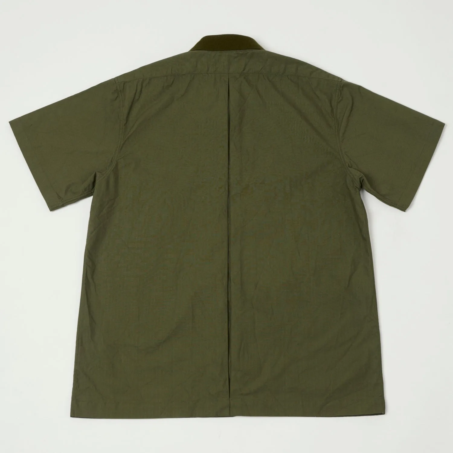 Fujito Rib Collar Short Sleeve Shirt - Olive