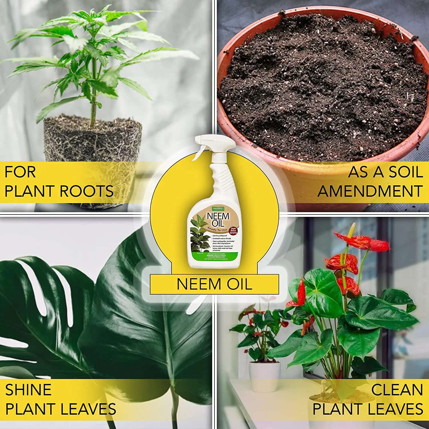 Harris Neem Oil Spray for Plants, Cold Pressed Ready to Use, 32oz