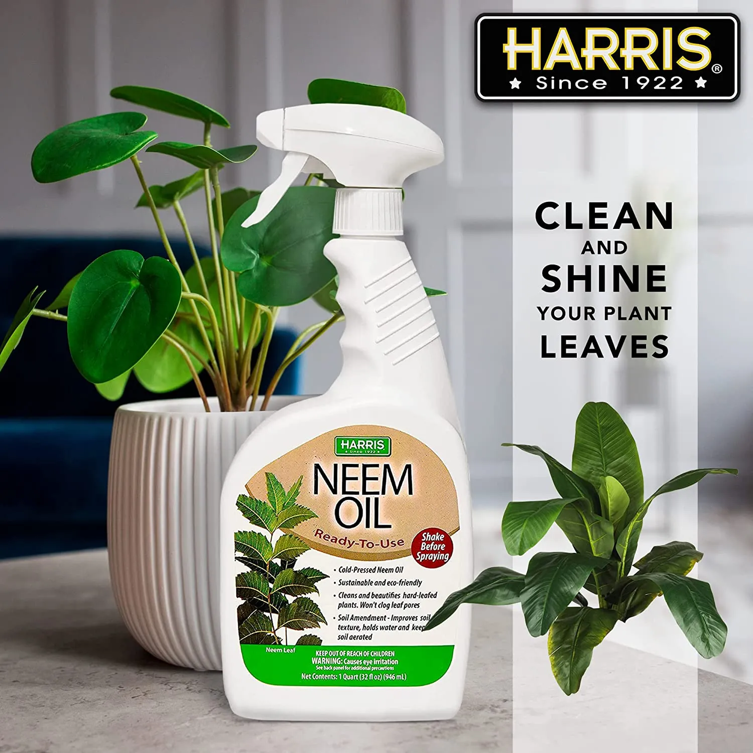 Harris Neem Oil Spray for Plants, Cold Pressed Ready to Use, 32oz