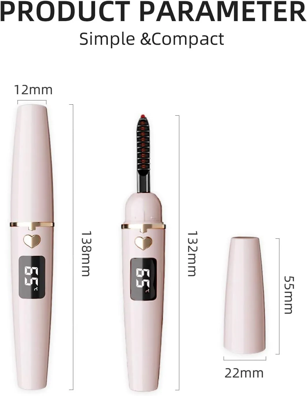 Heated Eyelash Curlers, Portable Heated Lash Curler,Heated Eyelash Curler Intelligent Power 0Ff, Makeup Electric Eyelash Curler (Sakura Pink/Champagne Gold, X8-132MM)