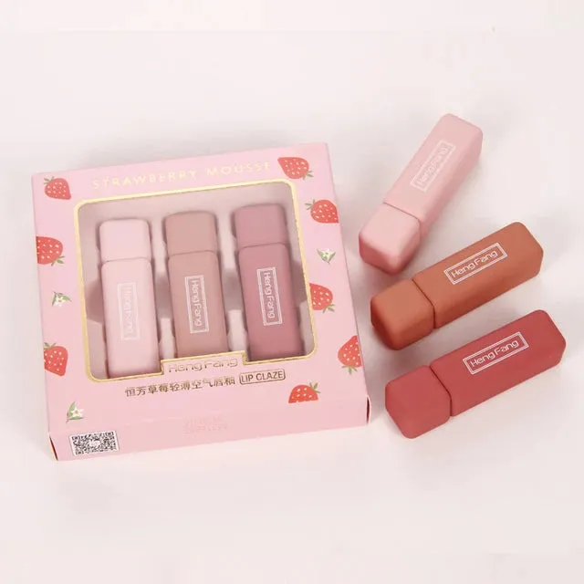 Hengfang net red girl heart three lip glaze set lipstick set box