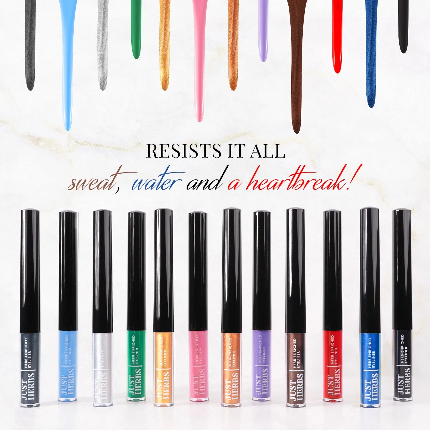 Herb-Enriched Waterproof Eyeliner Organic with Jojoba Oil & Vitamin E -  Deep Black