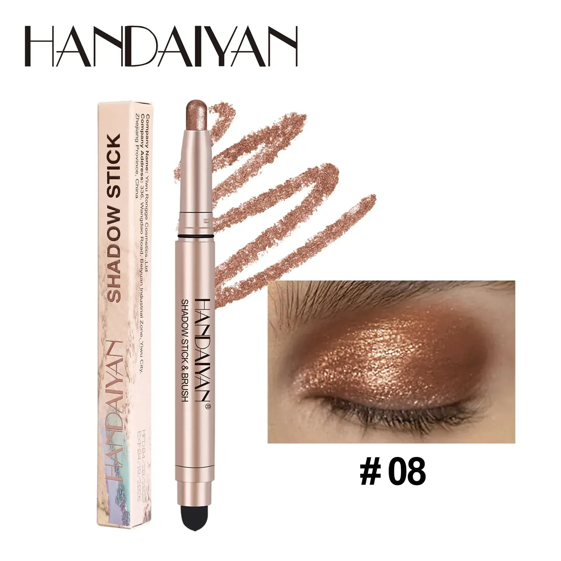 High-Gloss Pearlescent Eyeshadow Sticks: Waterproof Color Collection