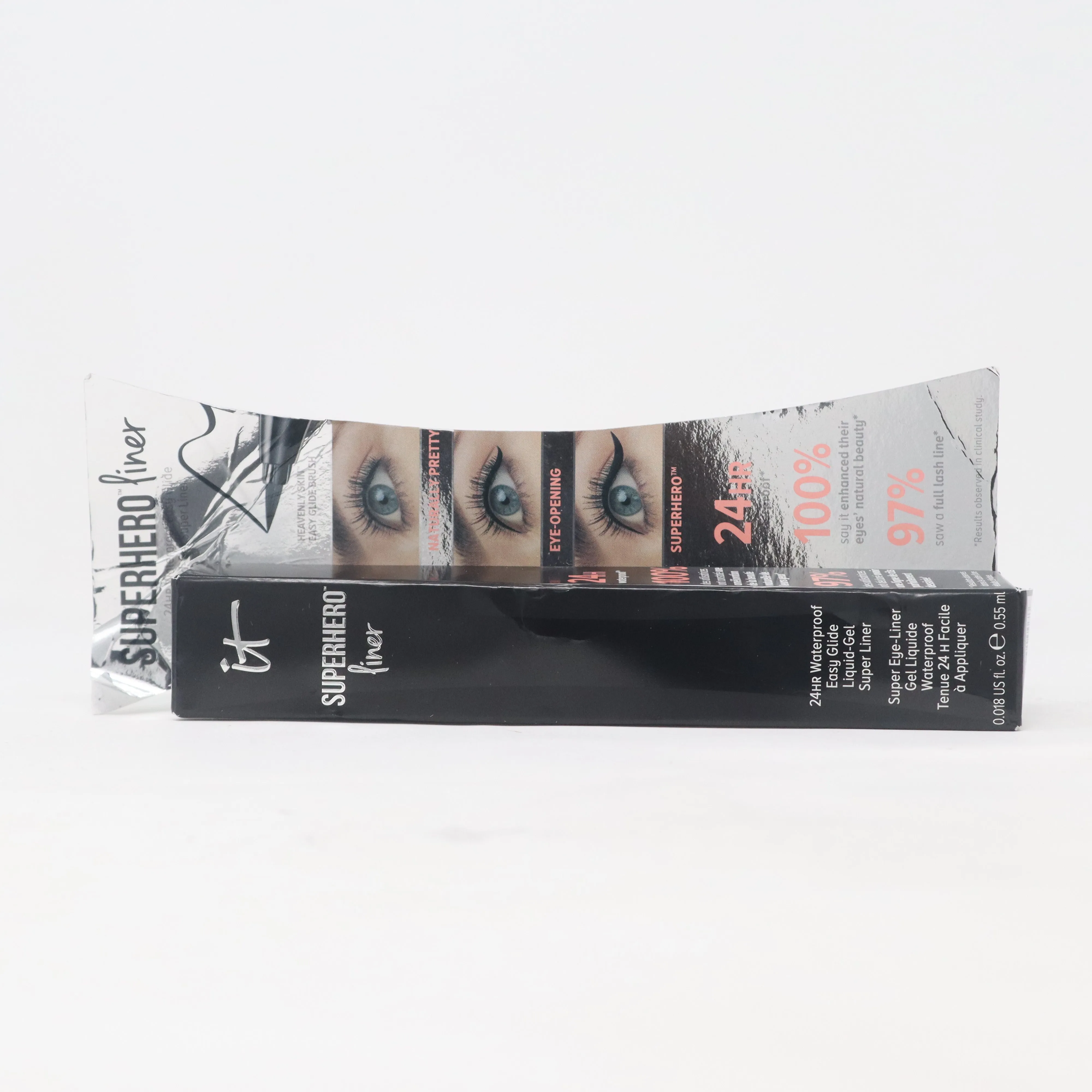 It Cosmetics Superhero 24Hr Gel Liquid Eyeliner 0.018oz Super Black New With Box