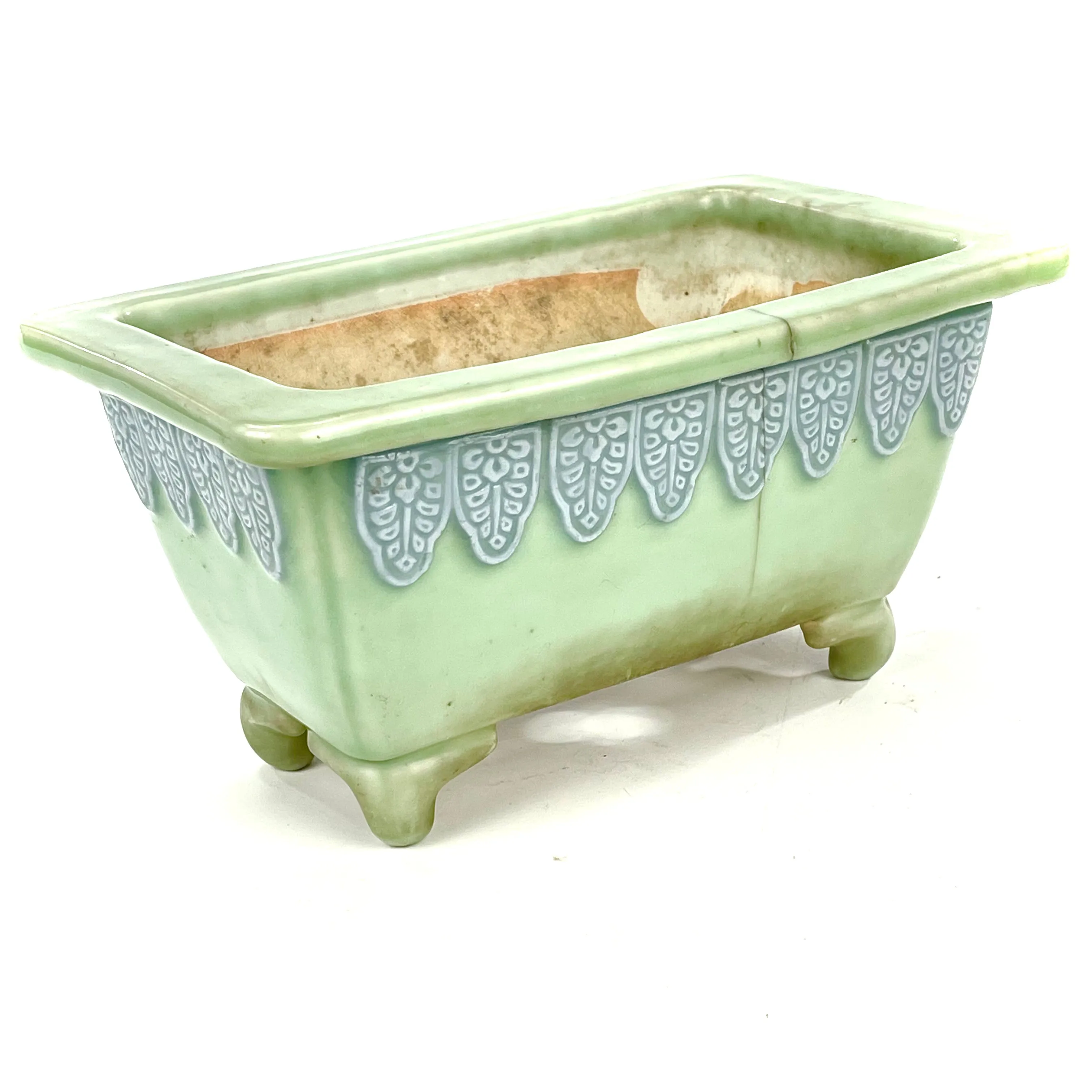 Japanese Bonsai Earthen Wear Celadon Green Bonsai Pot Medium Sized Trees 12.5"