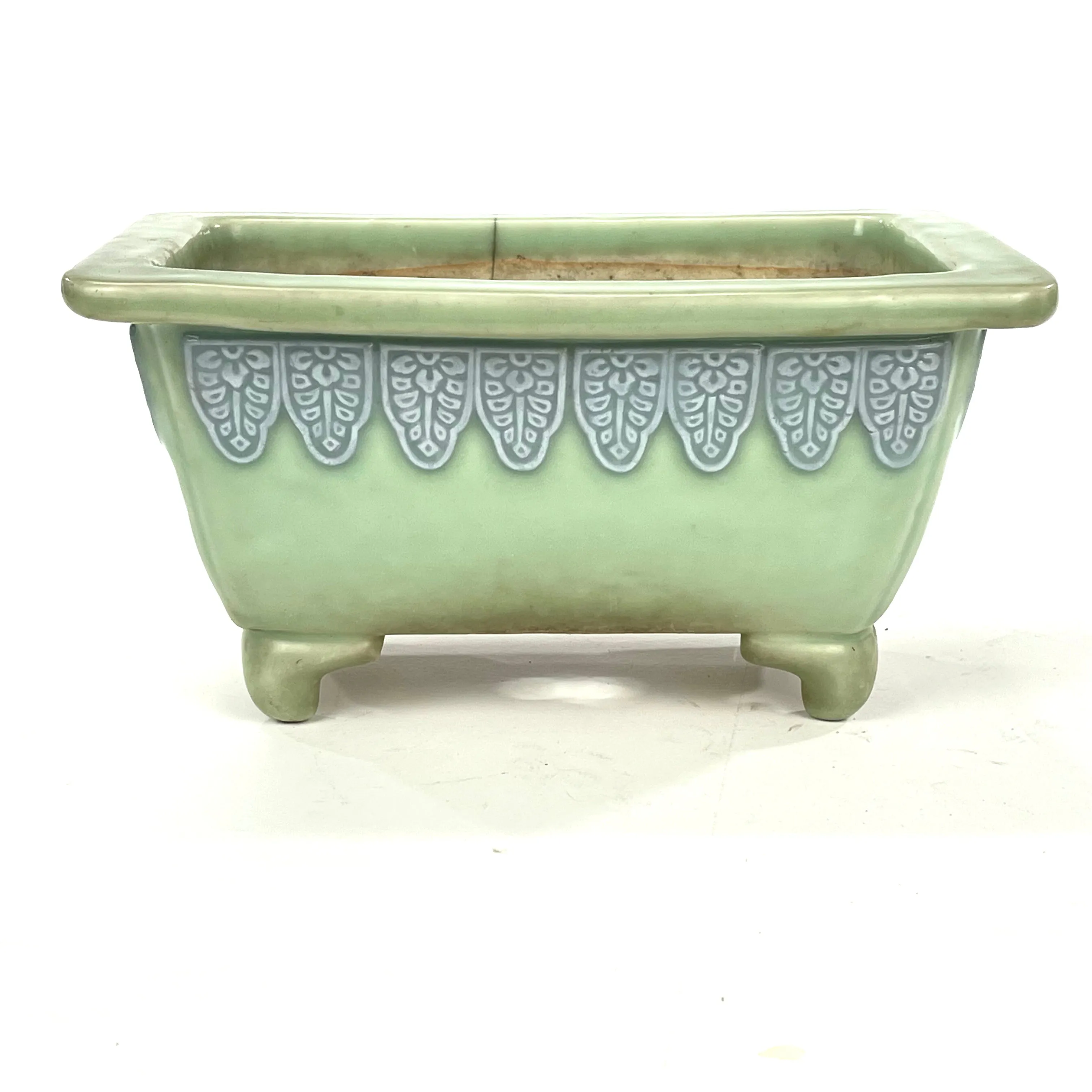 Japanese Bonsai Earthen Wear Celadon Green Bonsai Pot Medium Sized Trees 12.5"