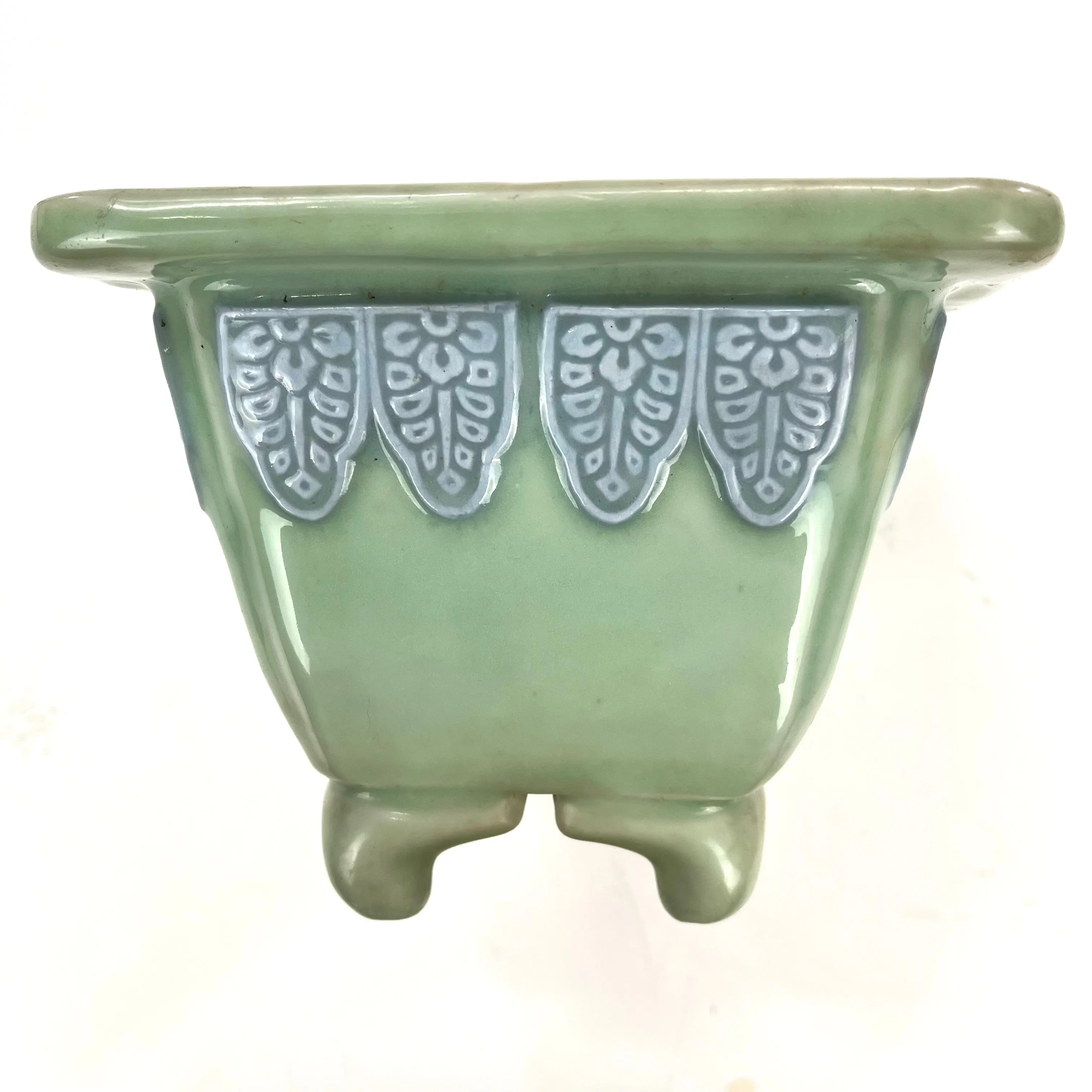 Japanese Bonsai Earthen Wear Celadon Green Bonsai Pot Medium Sized Trees 12.5"