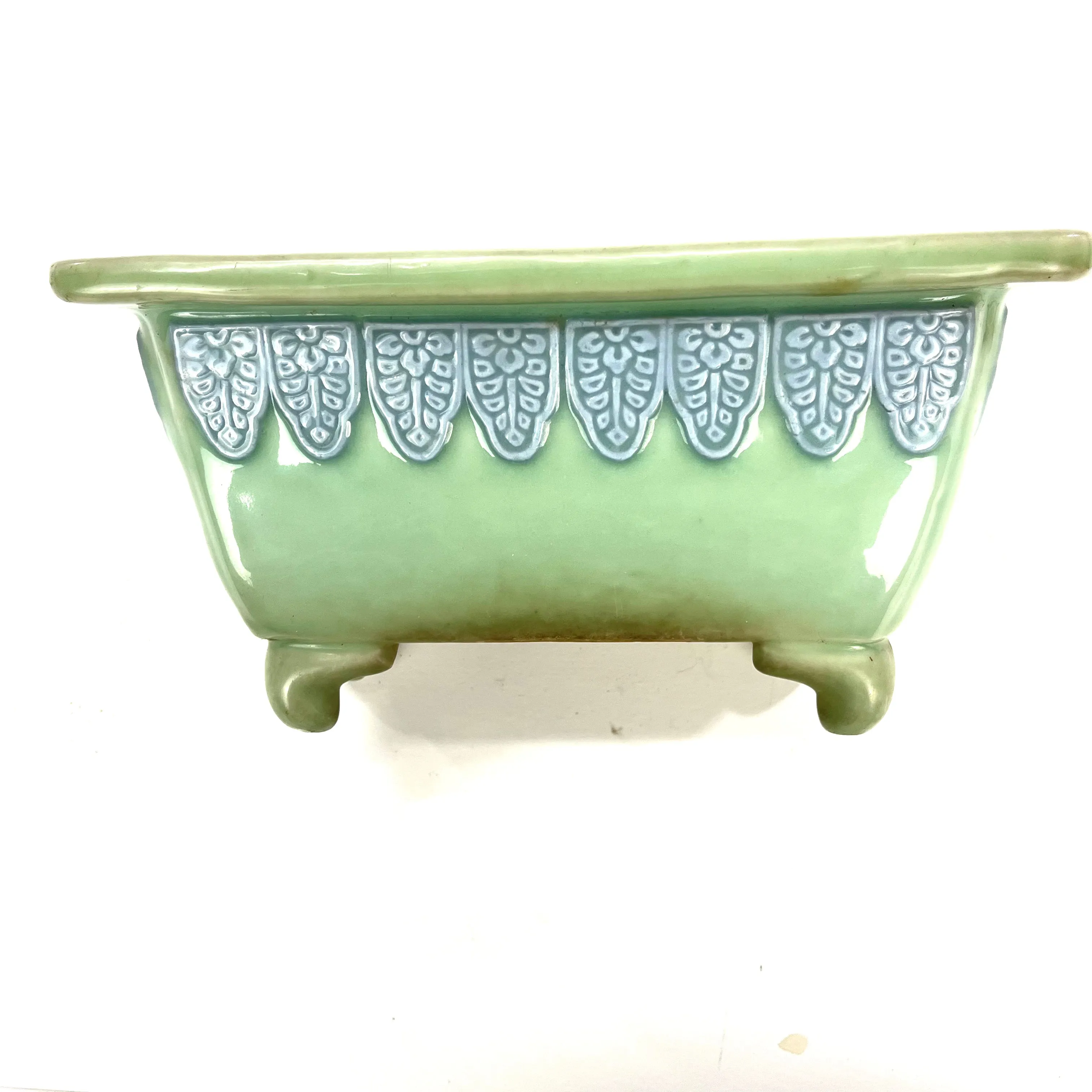 Japanese Bonsai Earthen Wear Celadon Green Bonsai Pot Medium Sized Trees 12.5"