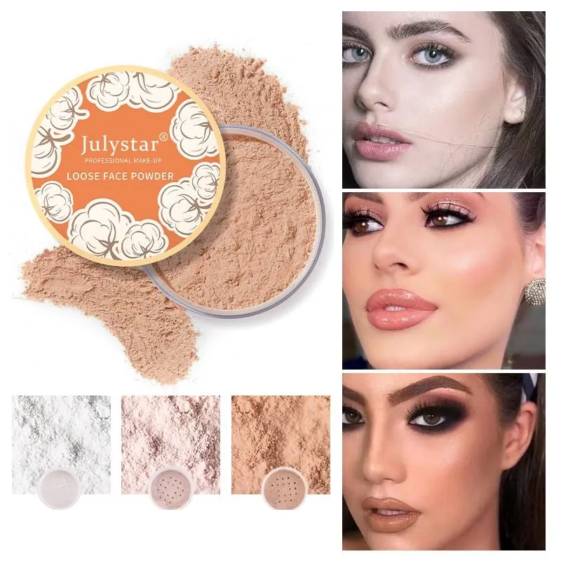 Julystar3 Color Concealer Powder Mattifying Loose Powder, Waterproof Long Lasting, Sweat Resistant, Oil Control, Set Makeup, for Face and Eyes (PINK COMPLDXION 02)