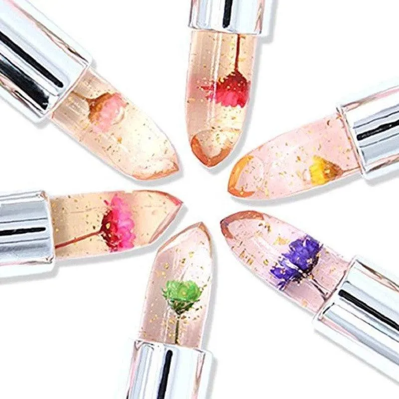 K Kudos Enterprise Themodernkart Waterproof Flower Lipstick Jelly Flower Transparent Color Changing Lipstick Flower Jelly High-Glossy Lipstick (Pack Of 2)