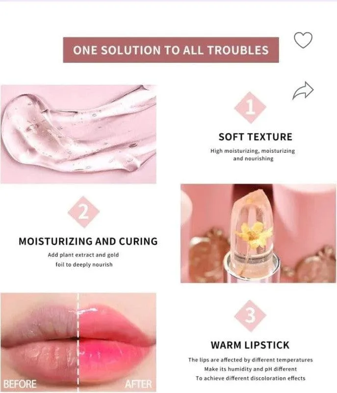 K Kudos Enterprise Themodernkart Waterproof Flower Lipstick Jelly Flower Transparent Color Changing Lipstick Flower Jelly High-Glossy Lipstick (Pack Of 2)