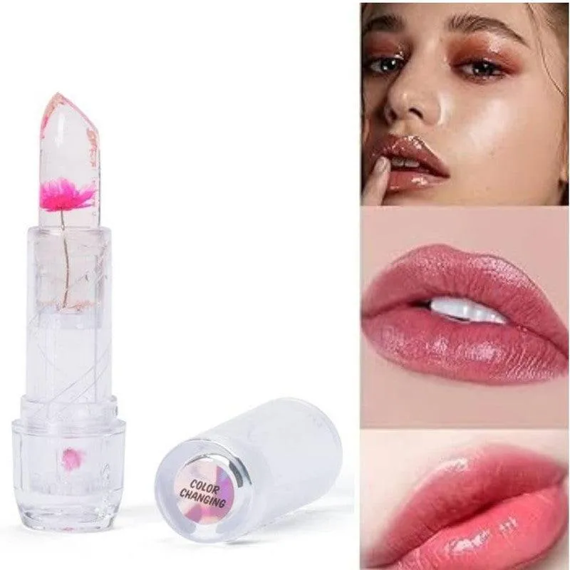 K Kudos Enterprise Themodernkart Waterproof Flower Lipstick Jelly Flower Transparent Color Changing Lipstick Flower Jelly High-Glossy Lipstick (Pack Of 2)