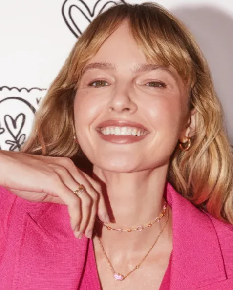 Kendra Scott Haisley Heart Strand Necklace Pink Enamel Gold