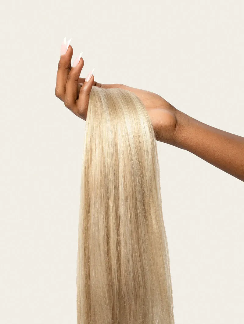 Light Blonde Highlighted, 16" Single Seamless Clip-In Weft, F60/24 | 25g