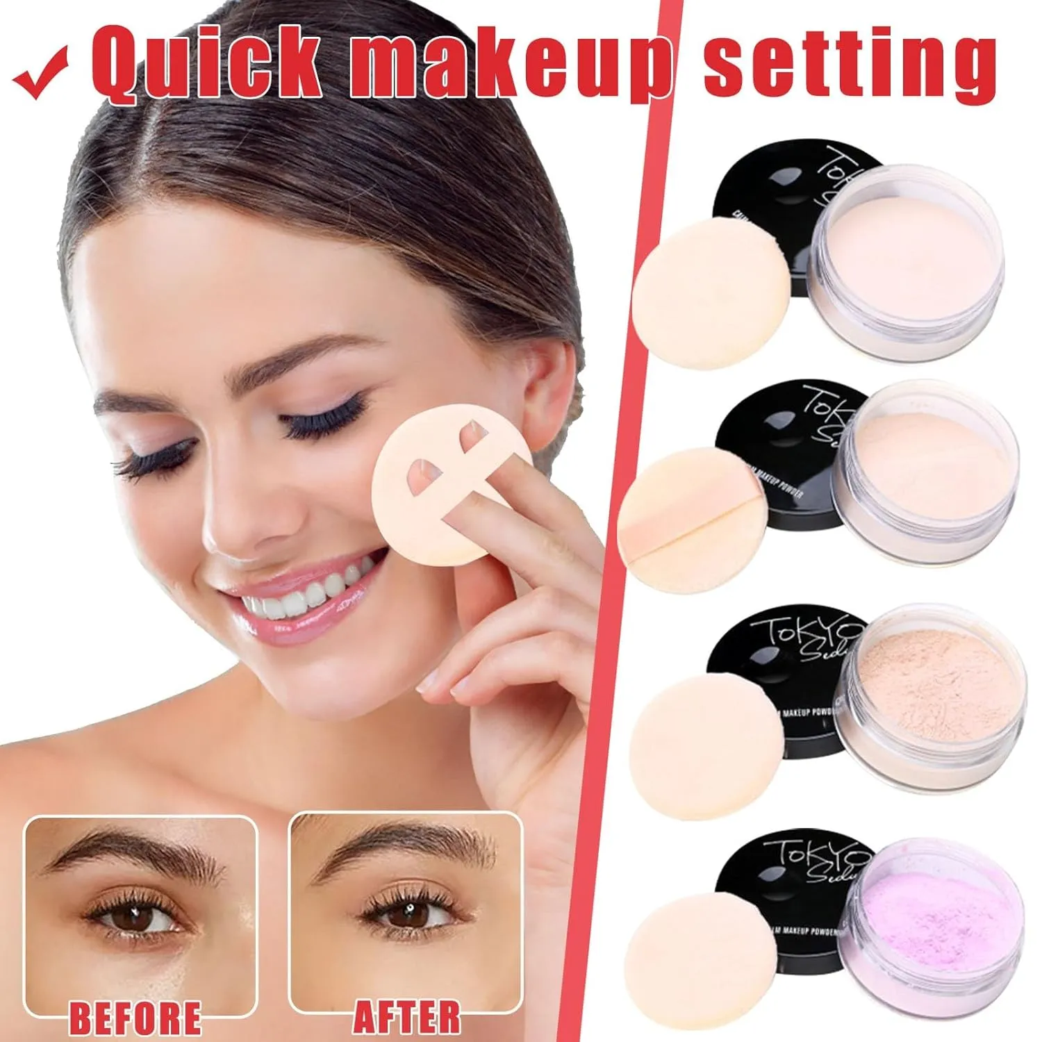 Loose Setting Powder, Waterproof, Matte, Oil Control, Shine Free, Talc-Free Face Powder Makeup, 24H Longwear Finishing Powder, Translucent For Dry,Loose Setting Powder (1# Light Purple, 80g)