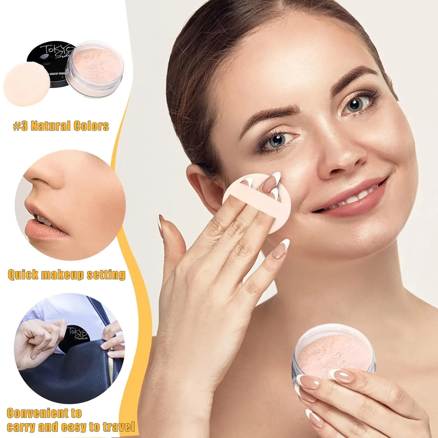 Loose Setting Powder, Waterproof, Matte, Oil Control, Shine Free, Talc-Free Face Powder Makeup, 24H Longwear Finishing Powder, Translucent For Dry,Loose Setting Powder (1# Light Purple, 80g)