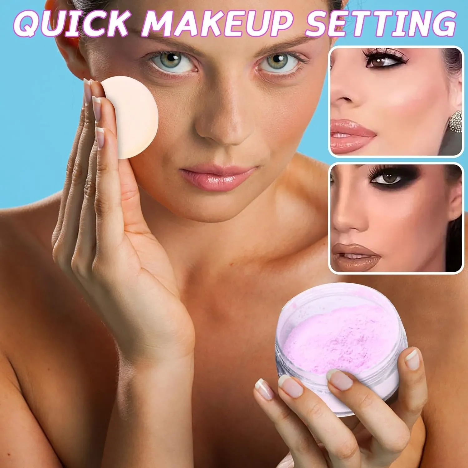 Loose Setting Powder, Waterproof, Matte, Oil Control, Shine Free, Talc-Free Face Powder Makeup, 24H Longwear Finishing Powder, Translucent For Dry,Loose Setting Powder (1# Light Purple, 80g)