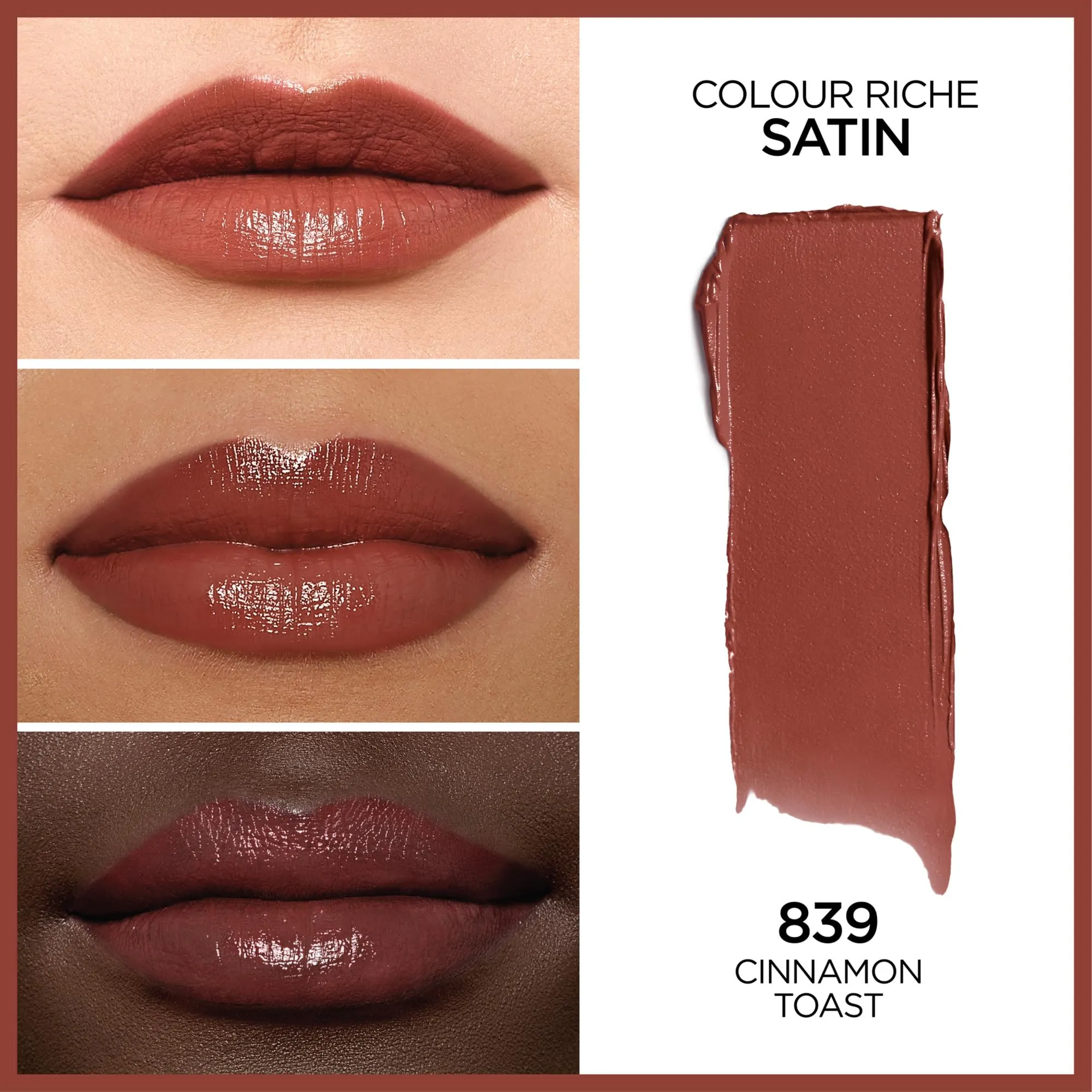 L’Oréal Paris Colour Riche Original Satin Lipstick, Hydrating Formula with Vitamin E & Argan Oil, Cinnamon Toast, 0.13 oz.