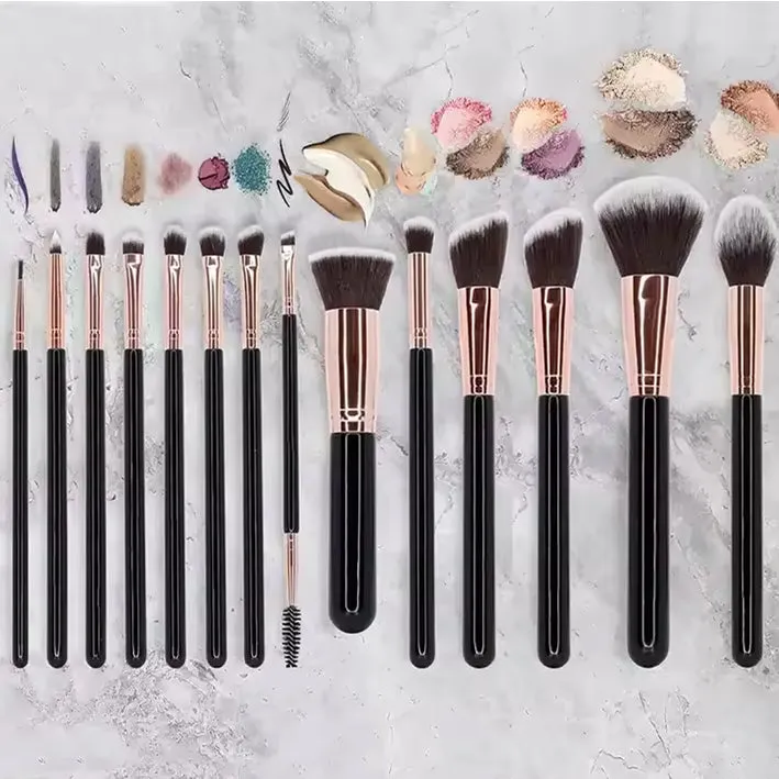 Makeup Brushes Set of 14 Black And Rose Gold