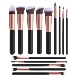 Makeup Brushes Set of 14 Black And Rose Gold