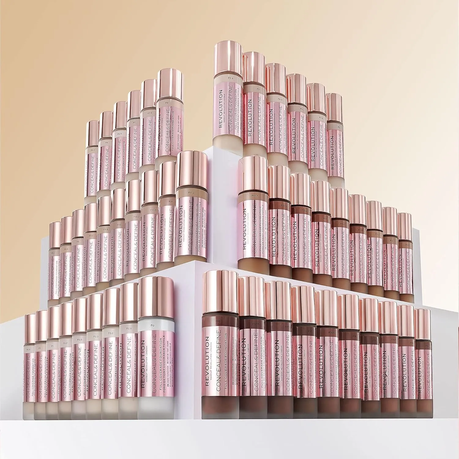 Makeup Revolution Conceal and Define Foundation, Full Coverage & Matte Finish, F13.2 for Dark Skin Tones, Vegan & Cruelty-Free, 0.7 Fl Oz